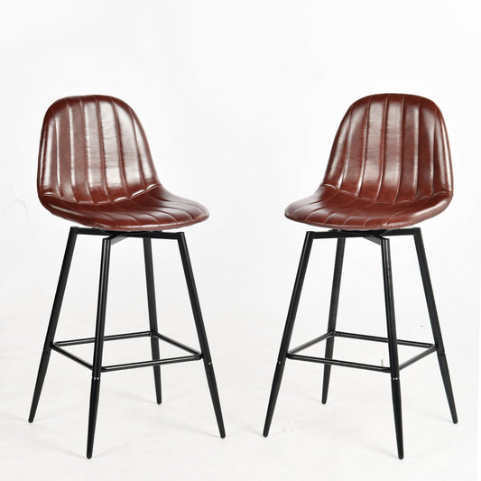 charlton counter pu208 black leg 2pcs - dark brown barstool - upholstered compact seating or footrest