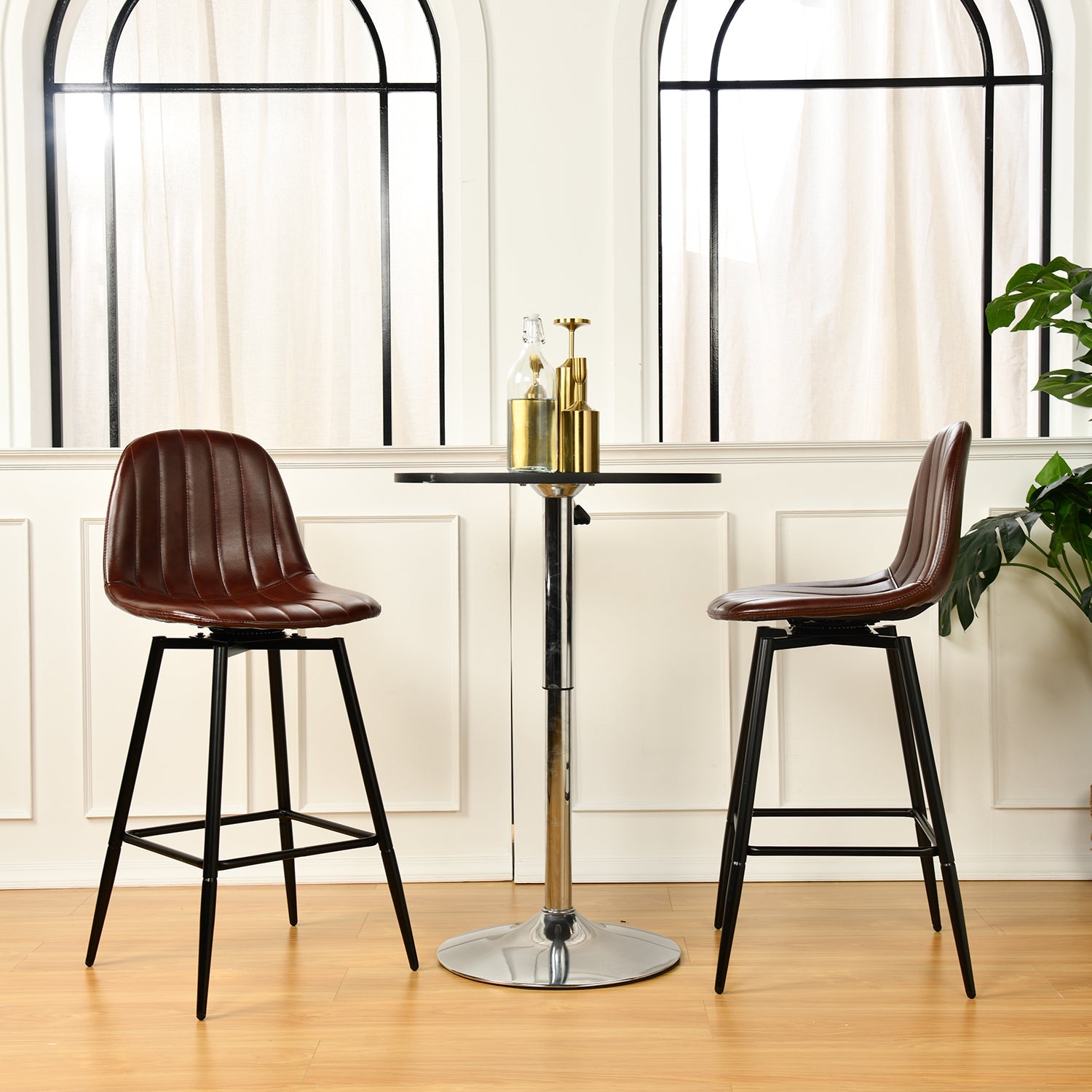 CHARLTON COUNTER PU208 BLACK LEG 2PCS – Dark brown Barstool