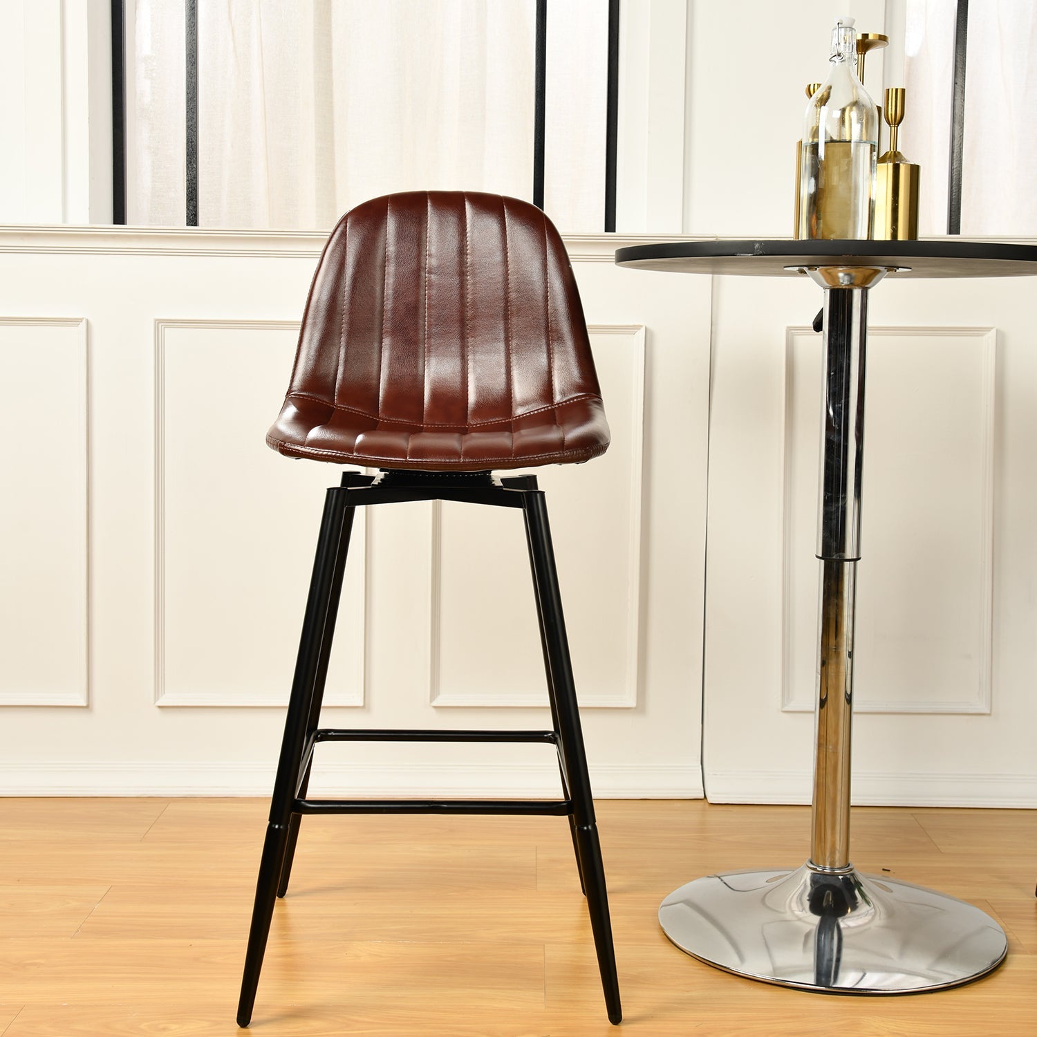 CHARLTON COUNTER PU208 BLACK LEG 2PCS – Dark brown Barstool