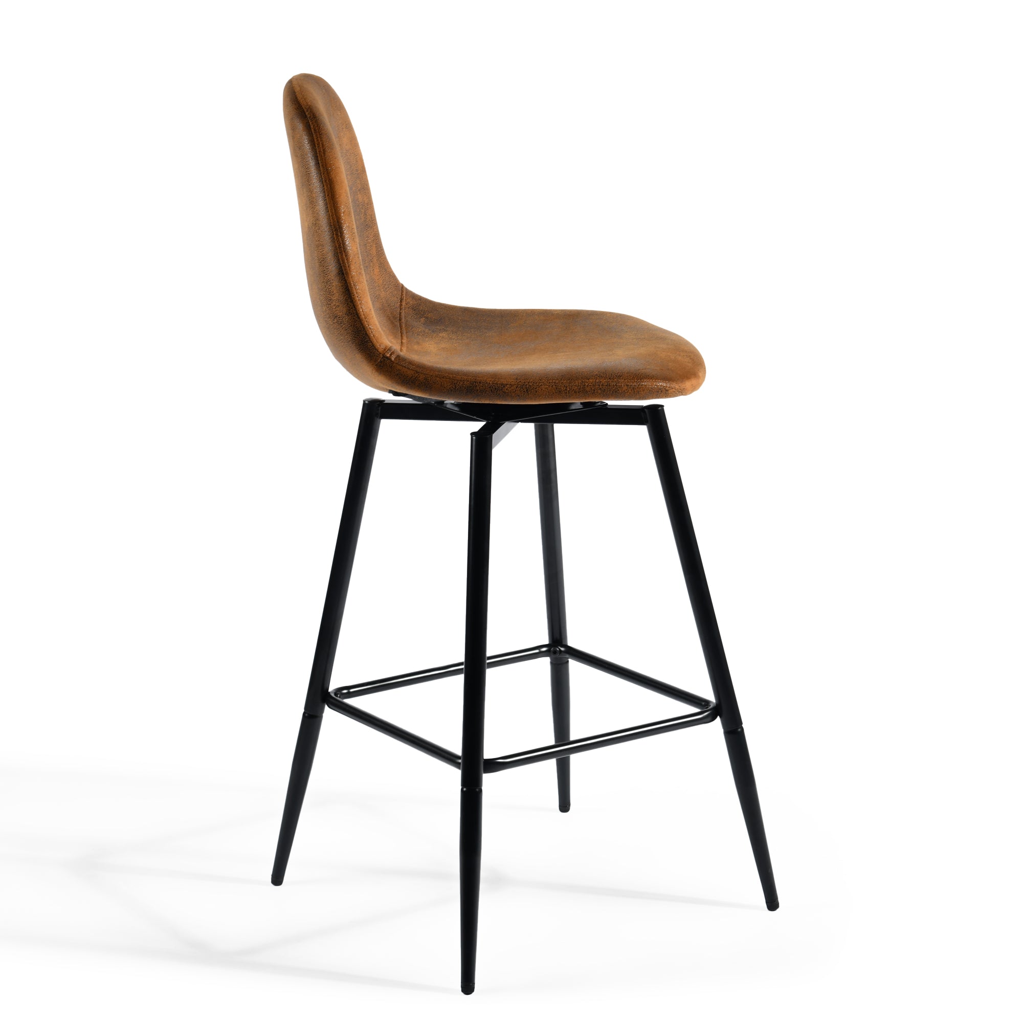 CHARLTON COUNTER SUEDE BROWN BLACK LEG 2PCS – Dark brown Barstool