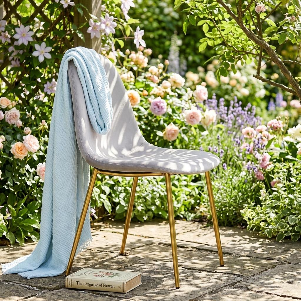 Modern Velvet Dining Chair, Gold Frame - CHARLTON GREY 1pcs