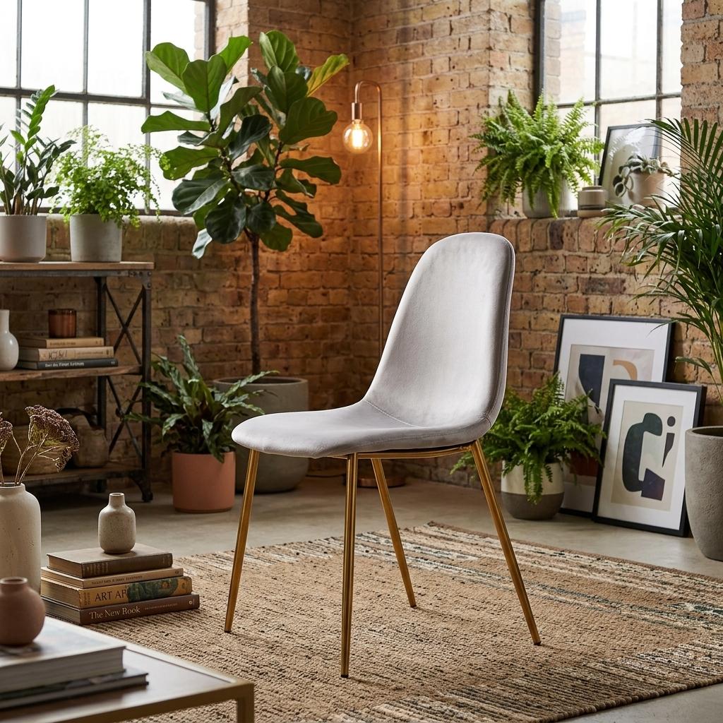 Modern Velvet Dining Chair, Gold Frame - CHARLTON GREY 1pcs