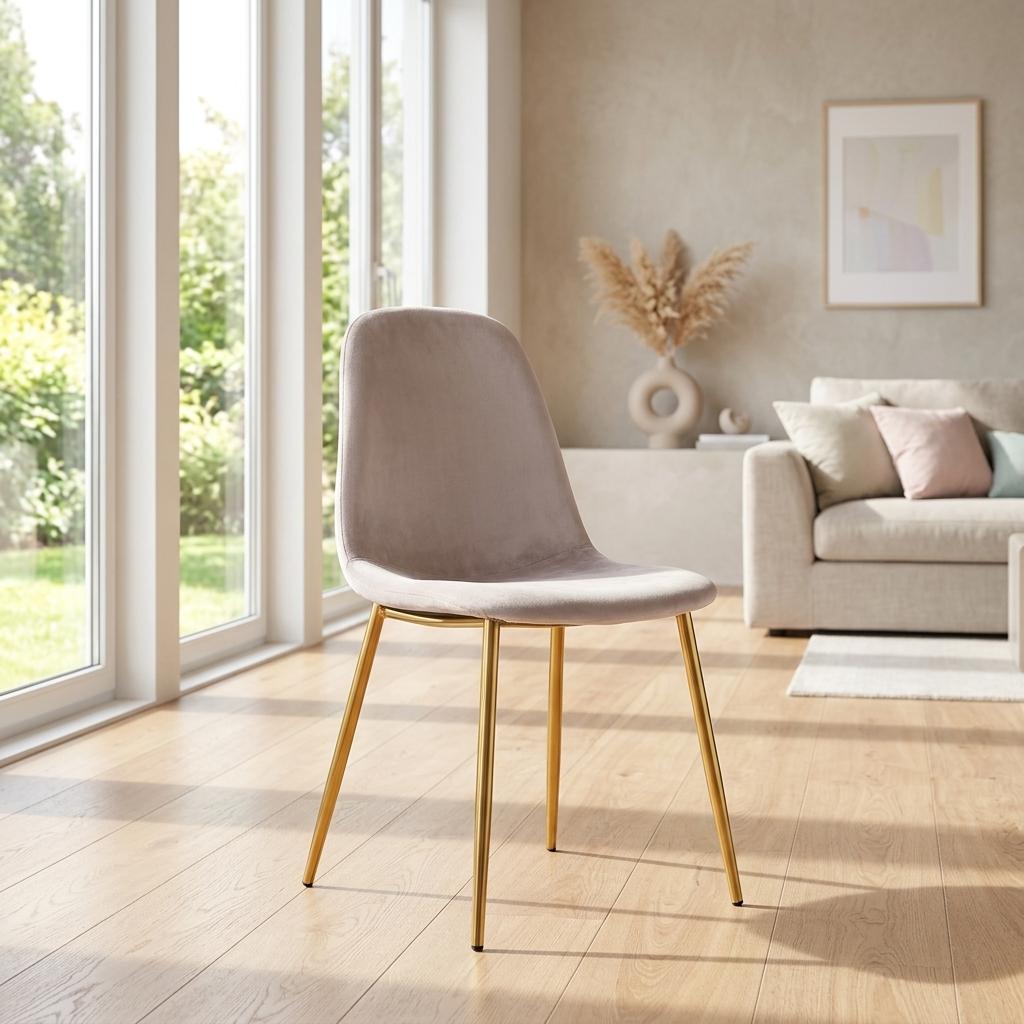 Modern Velvet Dining Chair, Gold Frame - CHARLTON GREY 1pcs