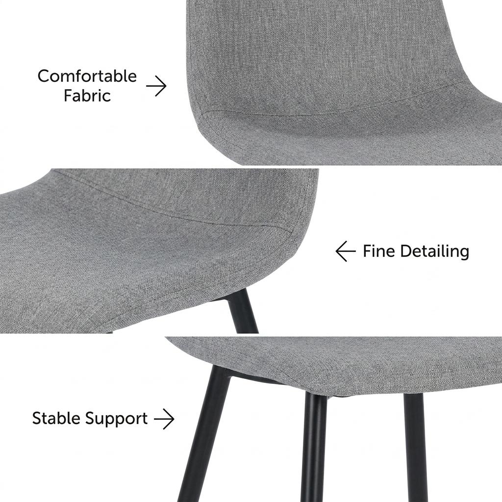 Modern Grey Fabric Dining Chair, Metal Frame - CHARLTON GREY SBK
