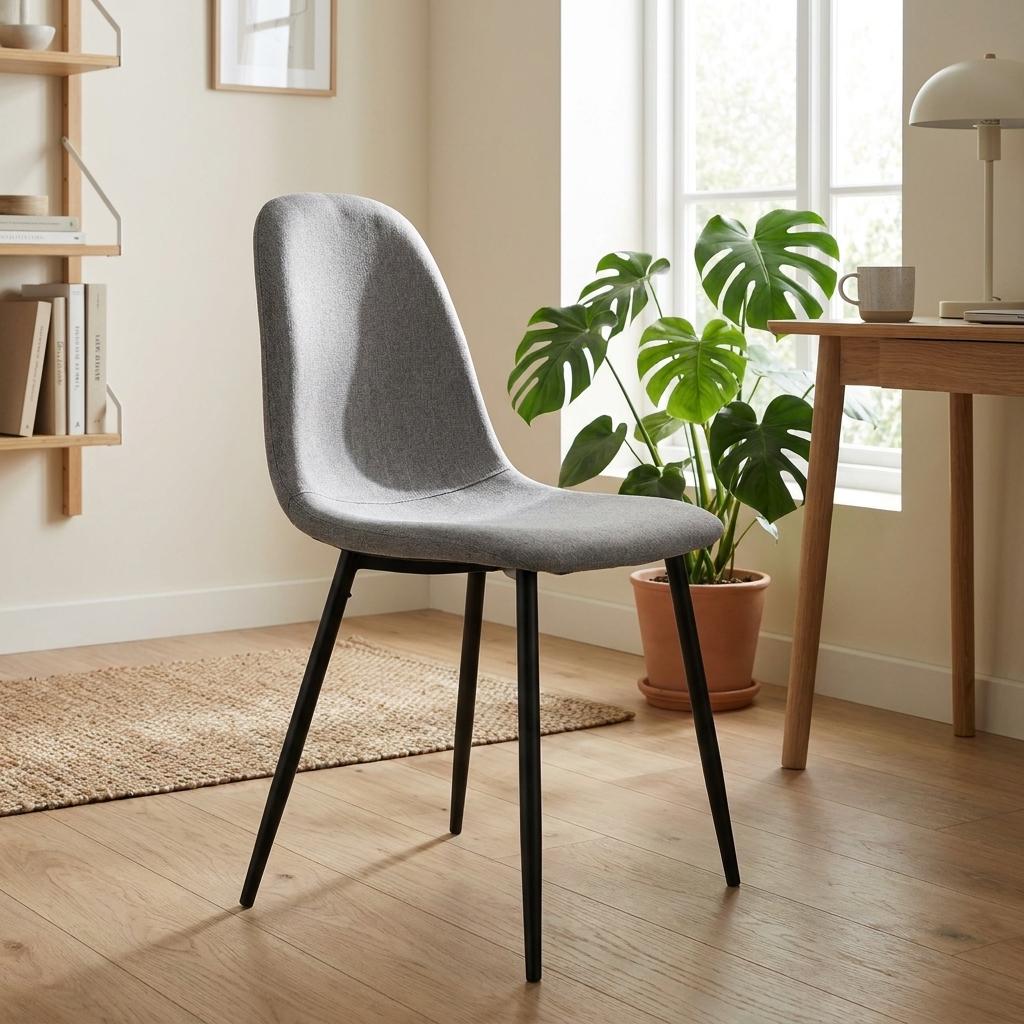 Modern Grey Fabric Dining Chair, Metal Frame - CHARLTON GREY SBK