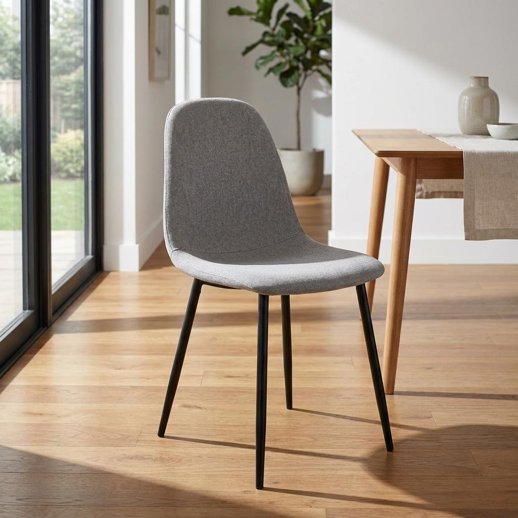 Modern Grey Fabric Dining Chair, Metal Frame - CHARLTON GREY SBK