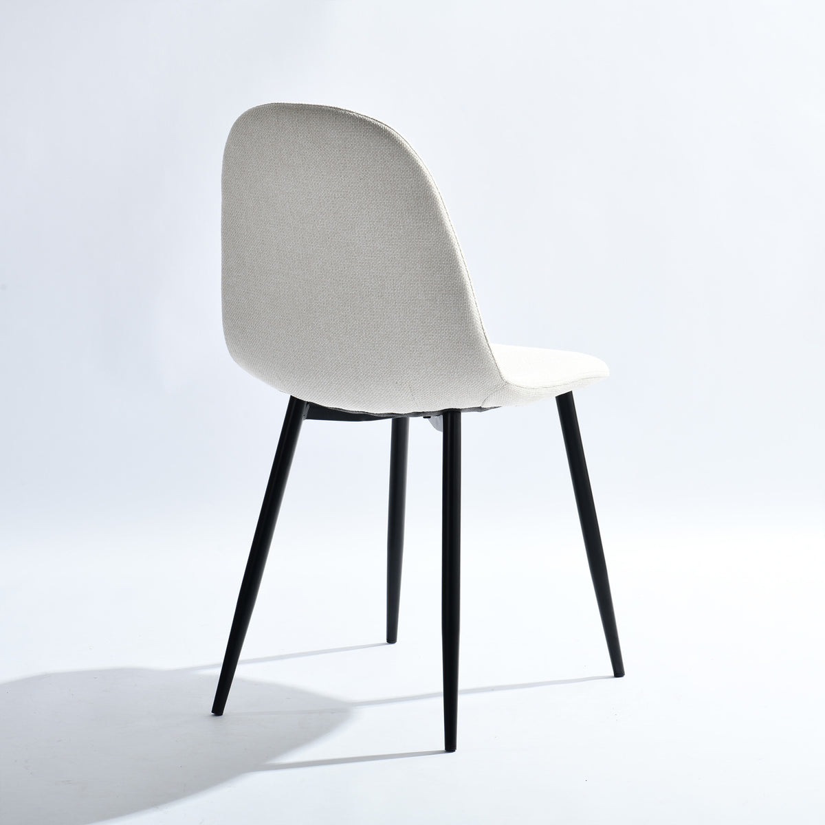 Modern Beige Fabric Dining Chair – Black Metal Leg