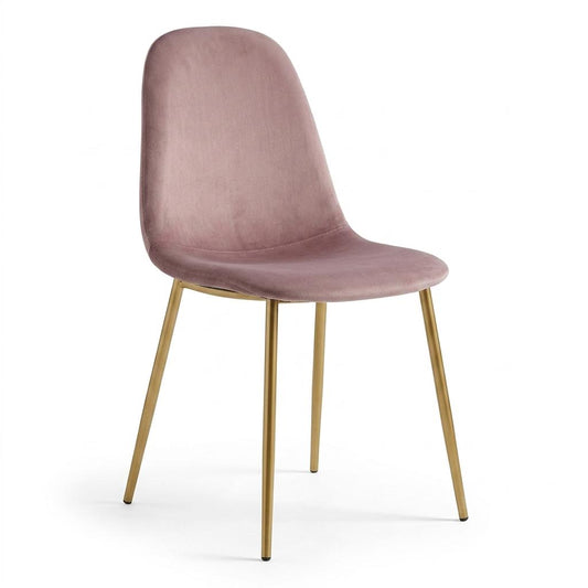 Modern Velvet Dining Chair, Gold Steel Frame - CHARLTON PINK