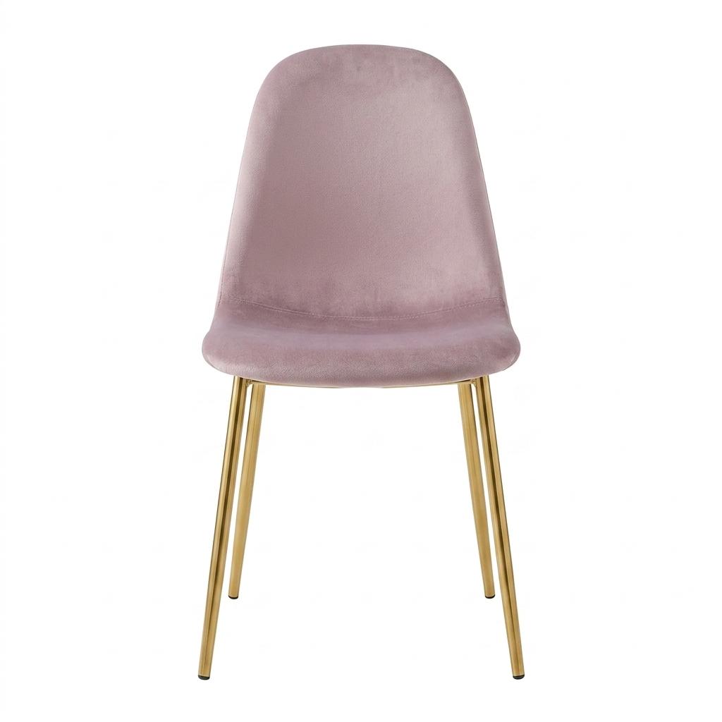 Modern Velvet Dining Chair, Gold Steel Frame - CHARLTON PINK