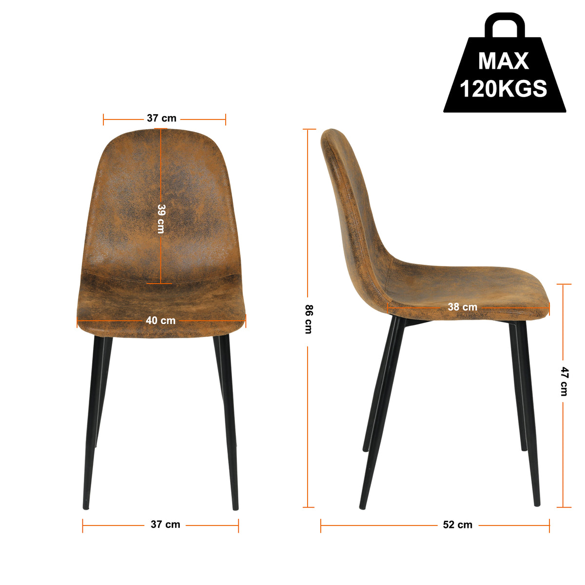 Modern Suede Dining Chair, Metal Frame - CHARLTON SUEDE BROWN FRASERS