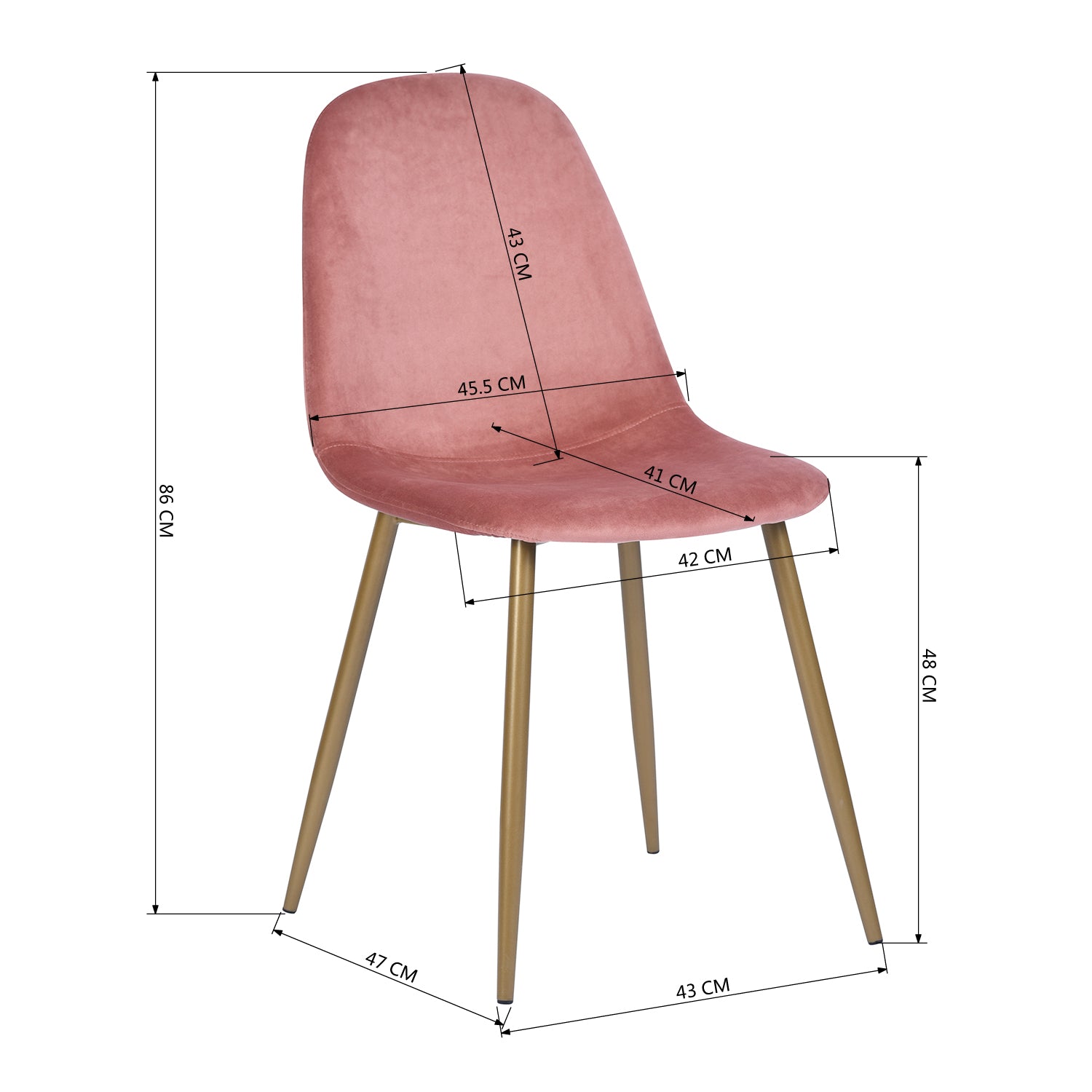 CHARLTON VELVET ROSE NL OAK LEG Dining Chair