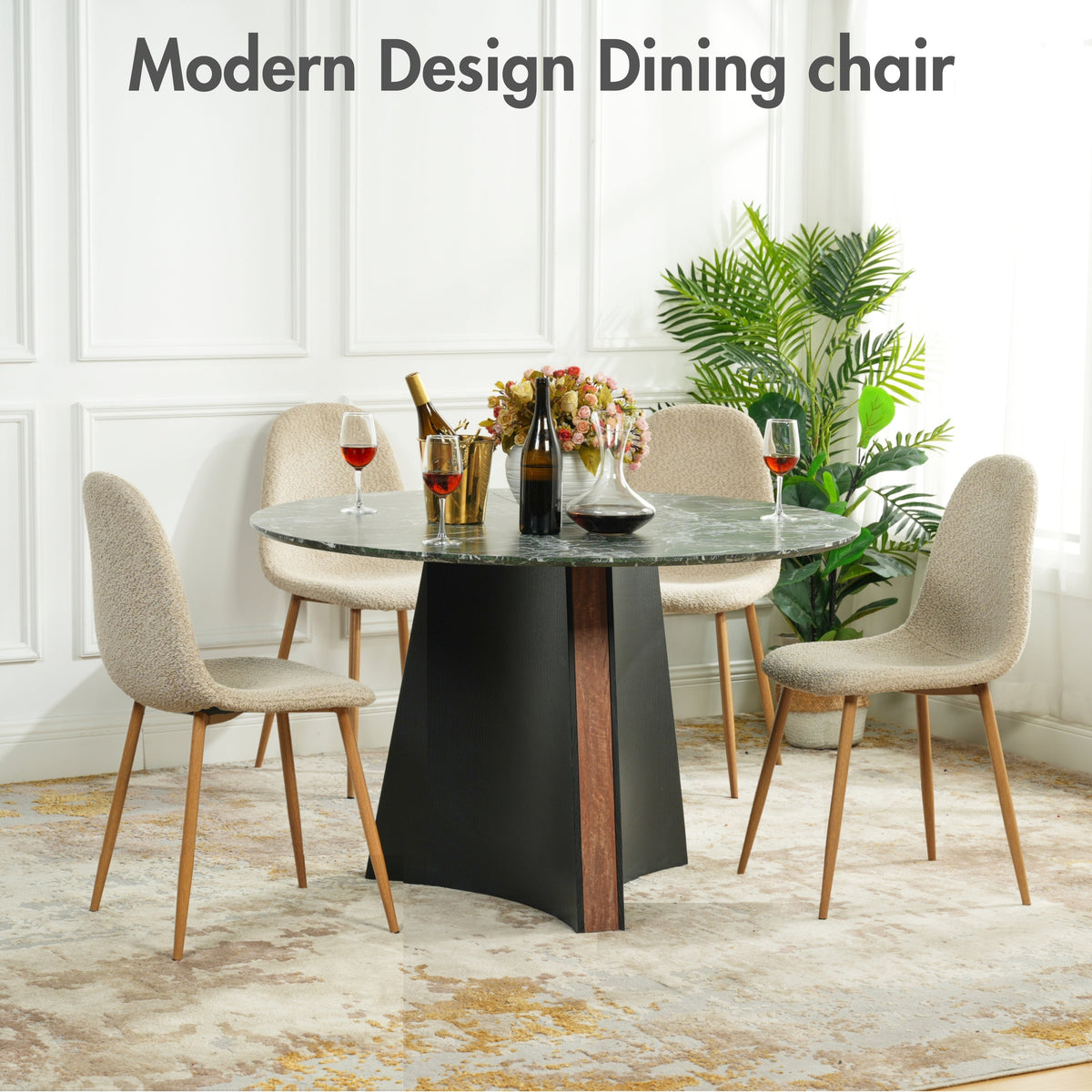 Charlton Beige Oak Leg 4Pcs Dining Chairs