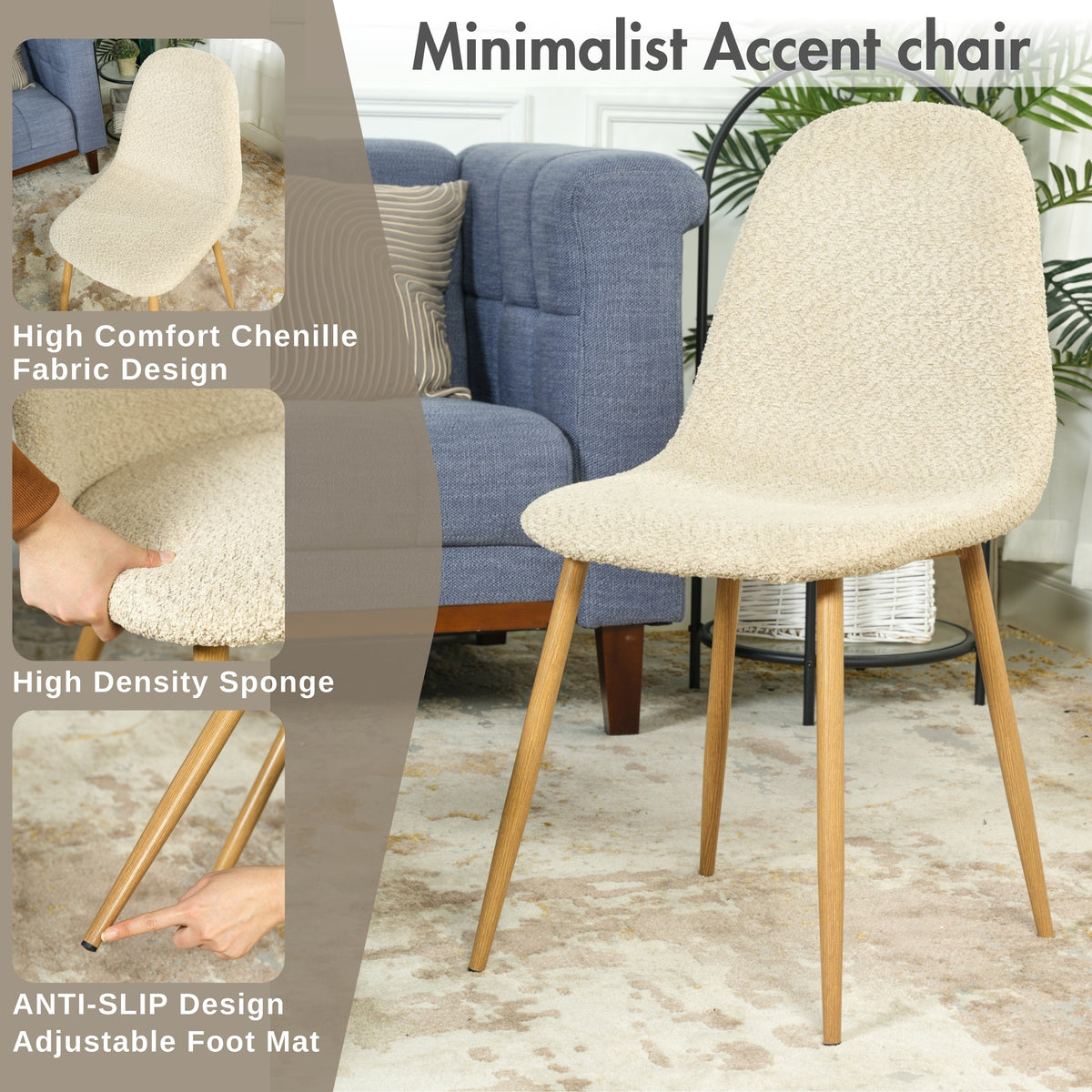 Charlton Beige Oak Leg 4Pcs Dining Chairs