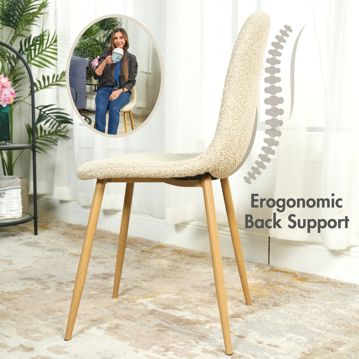 Charlton Beige Oak Leg 4Pcs Dining Chairs