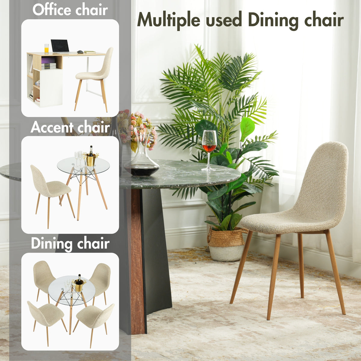 Charlton Beige Oak Leg 4Pcs Dining Chairs