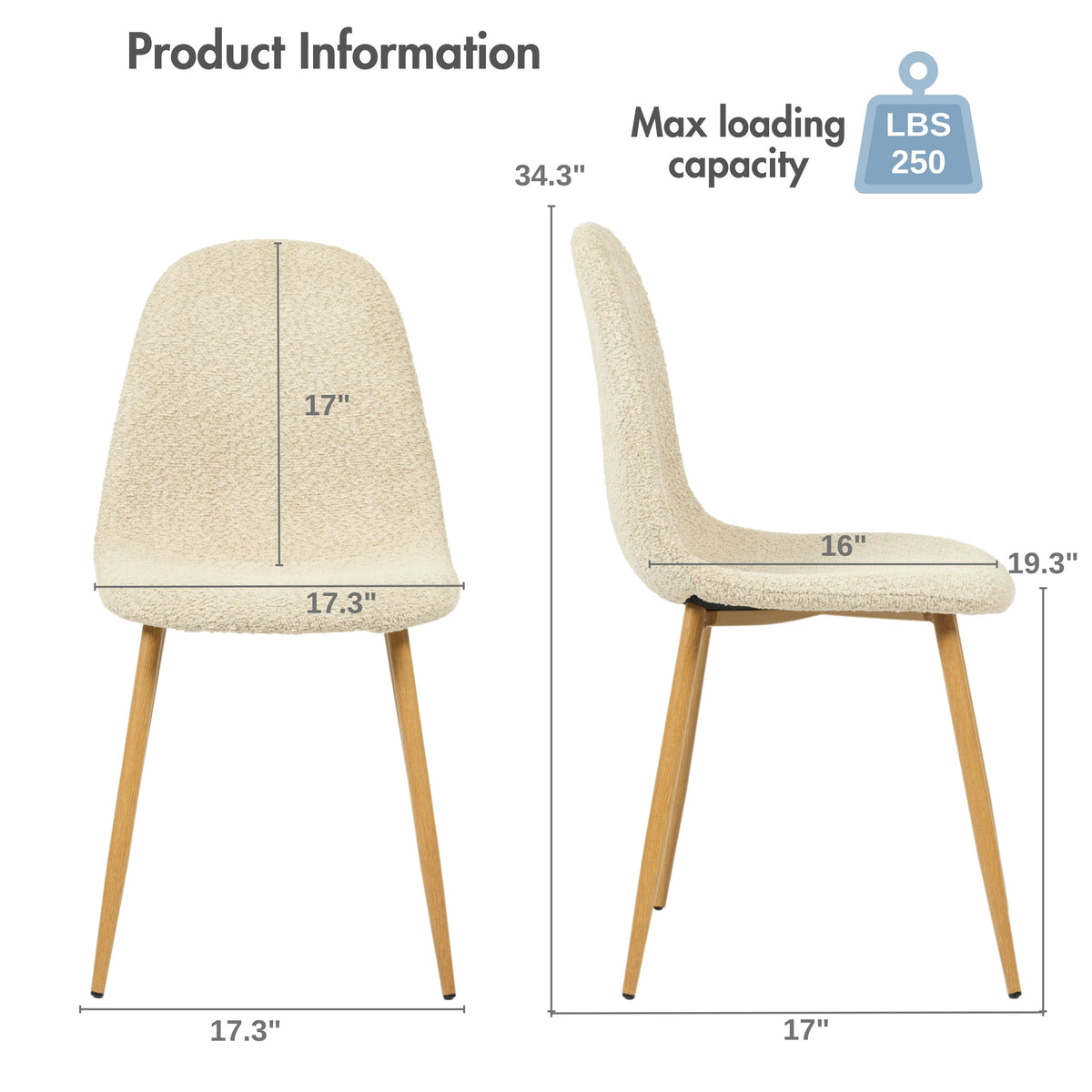 Charlton Beige Oak Leg 4Pcs Dining Chairs
