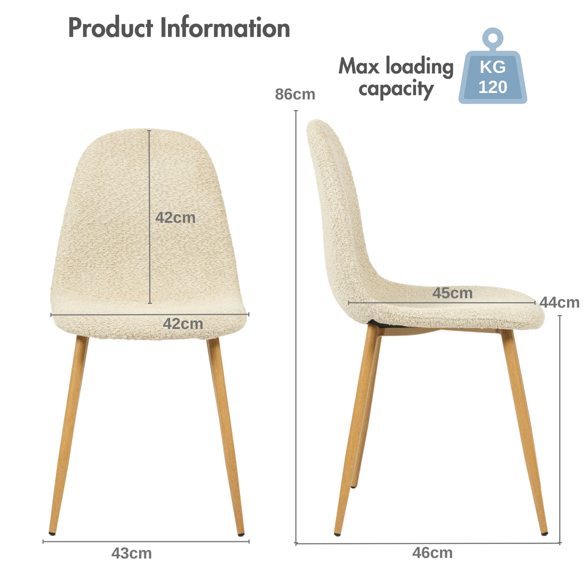 Charlton Beige Oak Leg 4Pcs Dining Chairs