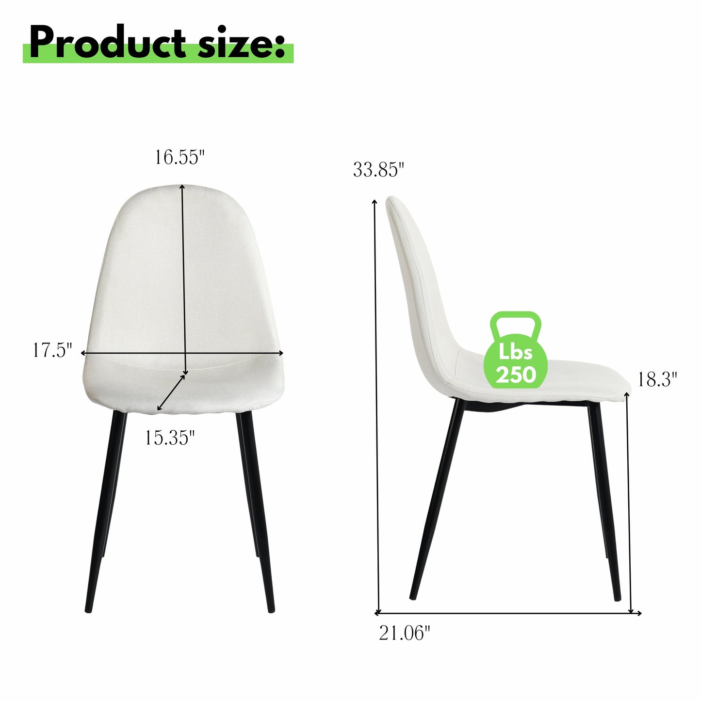 Charlton Fabric Beige Black Leg Dining Chairs