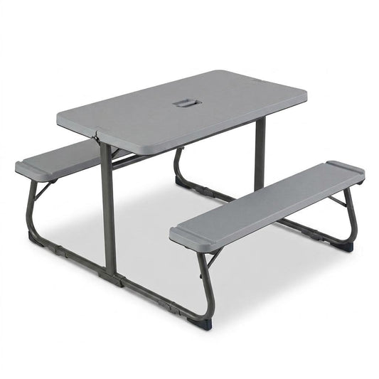 Modern Grey Kids Table Set, PP Top & Metal Legs - CHILDLIKE GREY