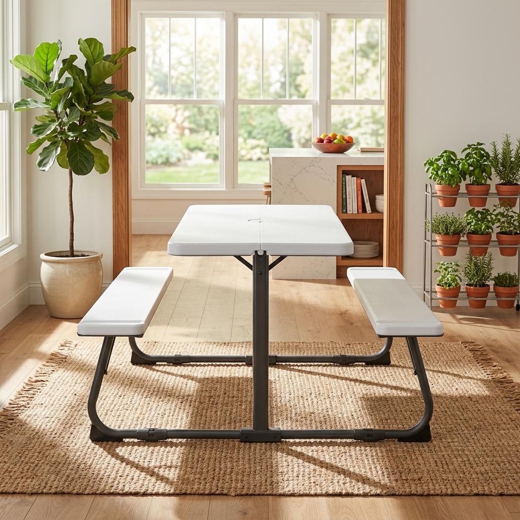 Modern Kids Table Set, PP Top & Metal Legs - CHILDLIKE WHITE