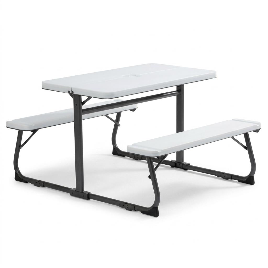 Modern Kids Table Set, PP Top & Metal Legs - CHILDLIKE WHITE