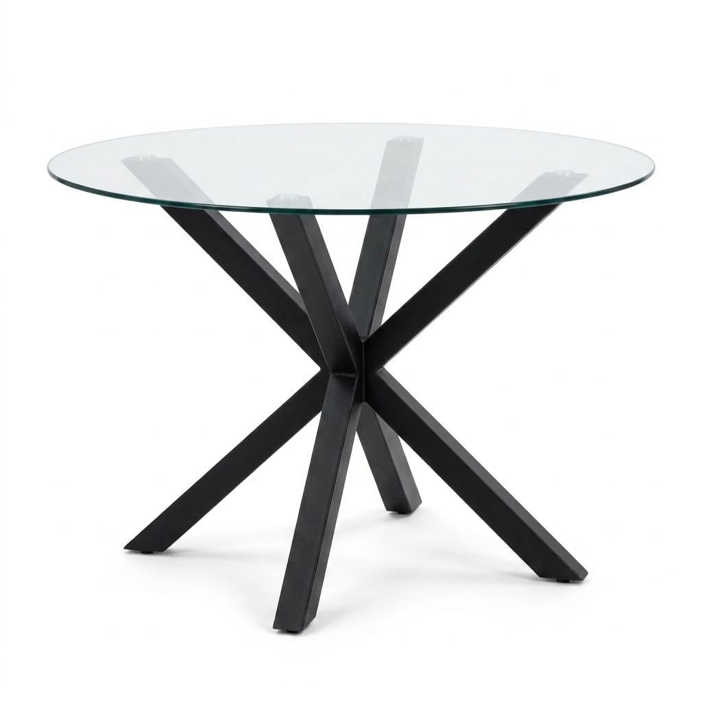 Modern Black Glass Table, Tempered Glass Top – CILLIAN BLACK LEG A