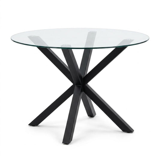 Modern Black Glass Table, Tempered Glass Top – CILLIAN BLACK LEG A