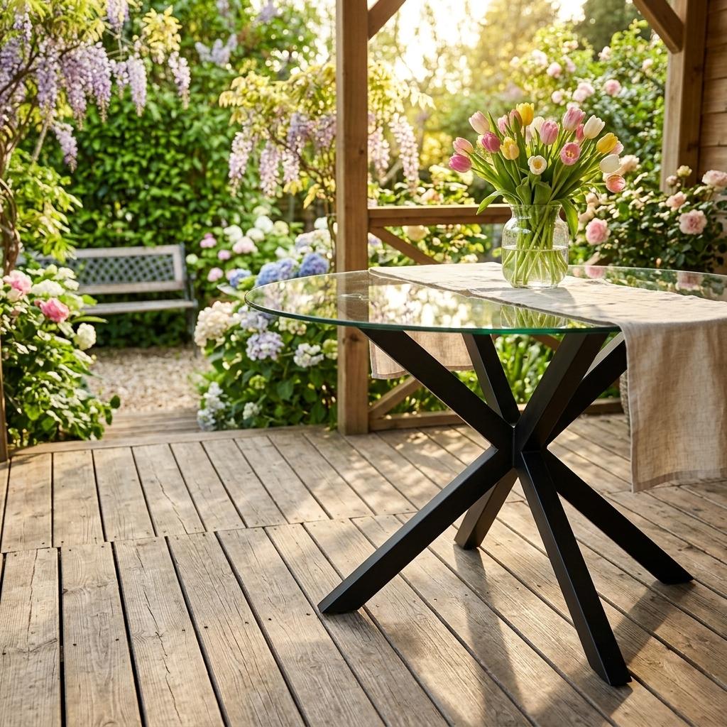 Modern Black Glass Table, Tempered Glass Top – CILLIAN BLACK LEG A