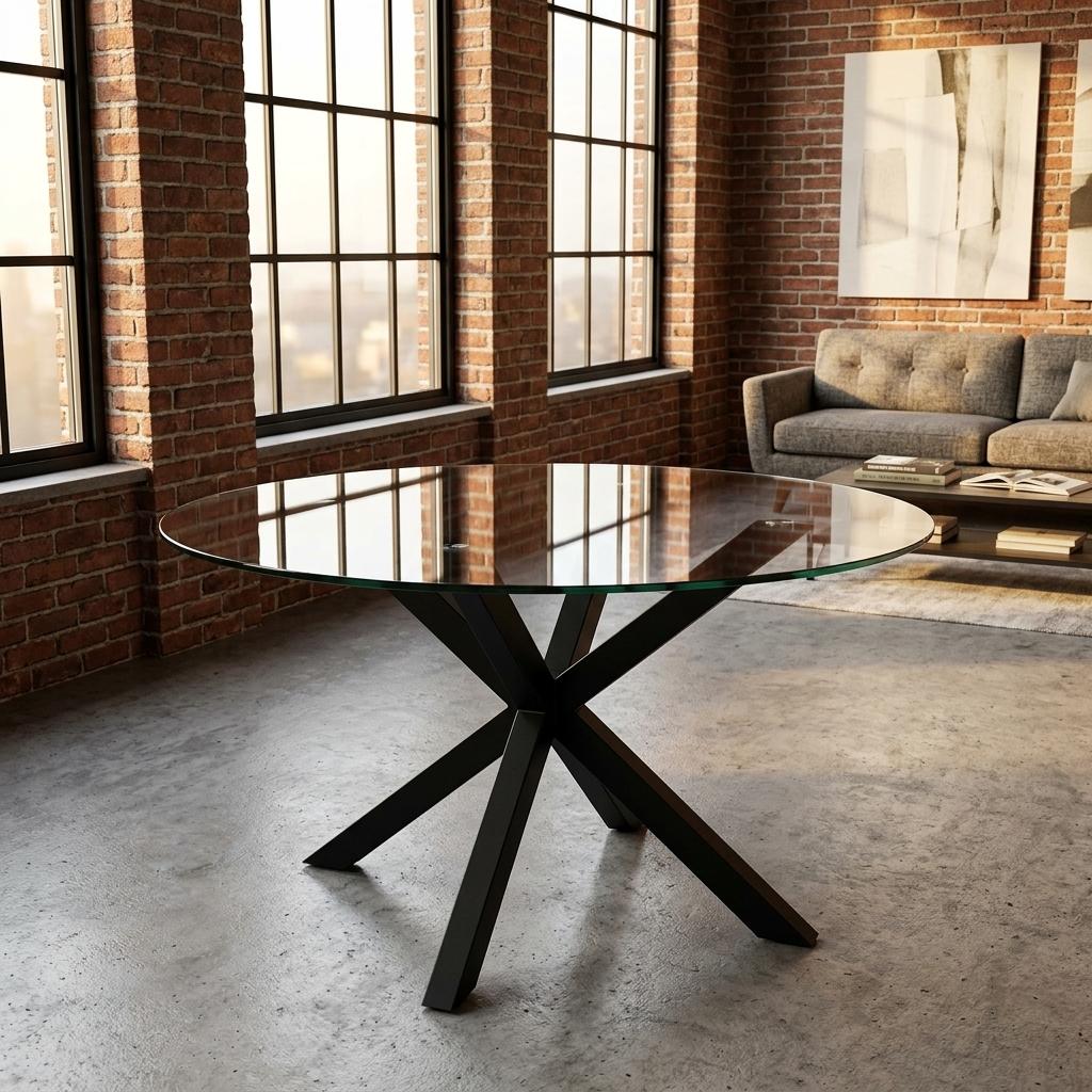 Modern Black Glass Table, Tempered Glass Top – CILLIAN BLACK LEG A