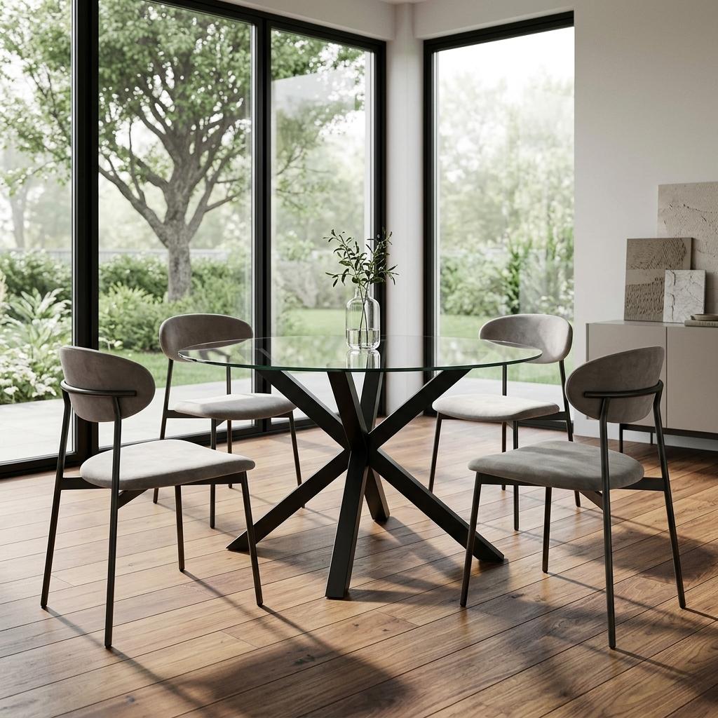 Modern Black Glass Table, Tempered Glass Top – CILLIAN BLACK LEG A