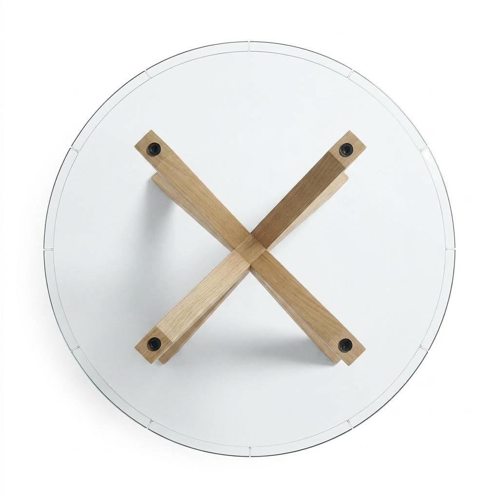 Modern Glass Dining Table, Oak Leg Design - CILLIAN OAK LEG A