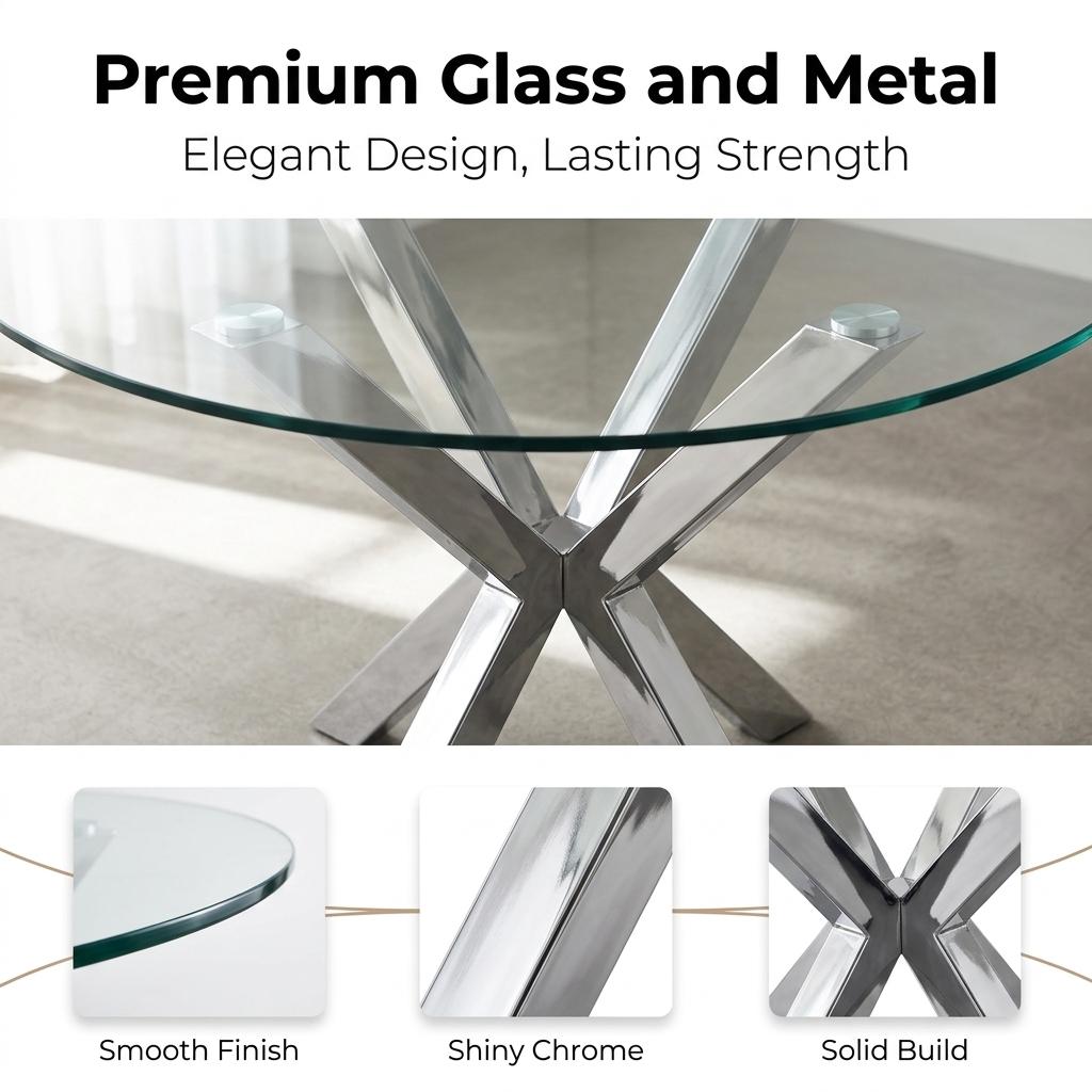 Modern Stainless Glass Table – CILLIAN STAINLESS