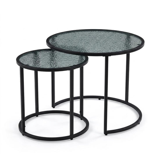 Modern Black Glass, Space-Saving Coffee Table Set - CLTN NST