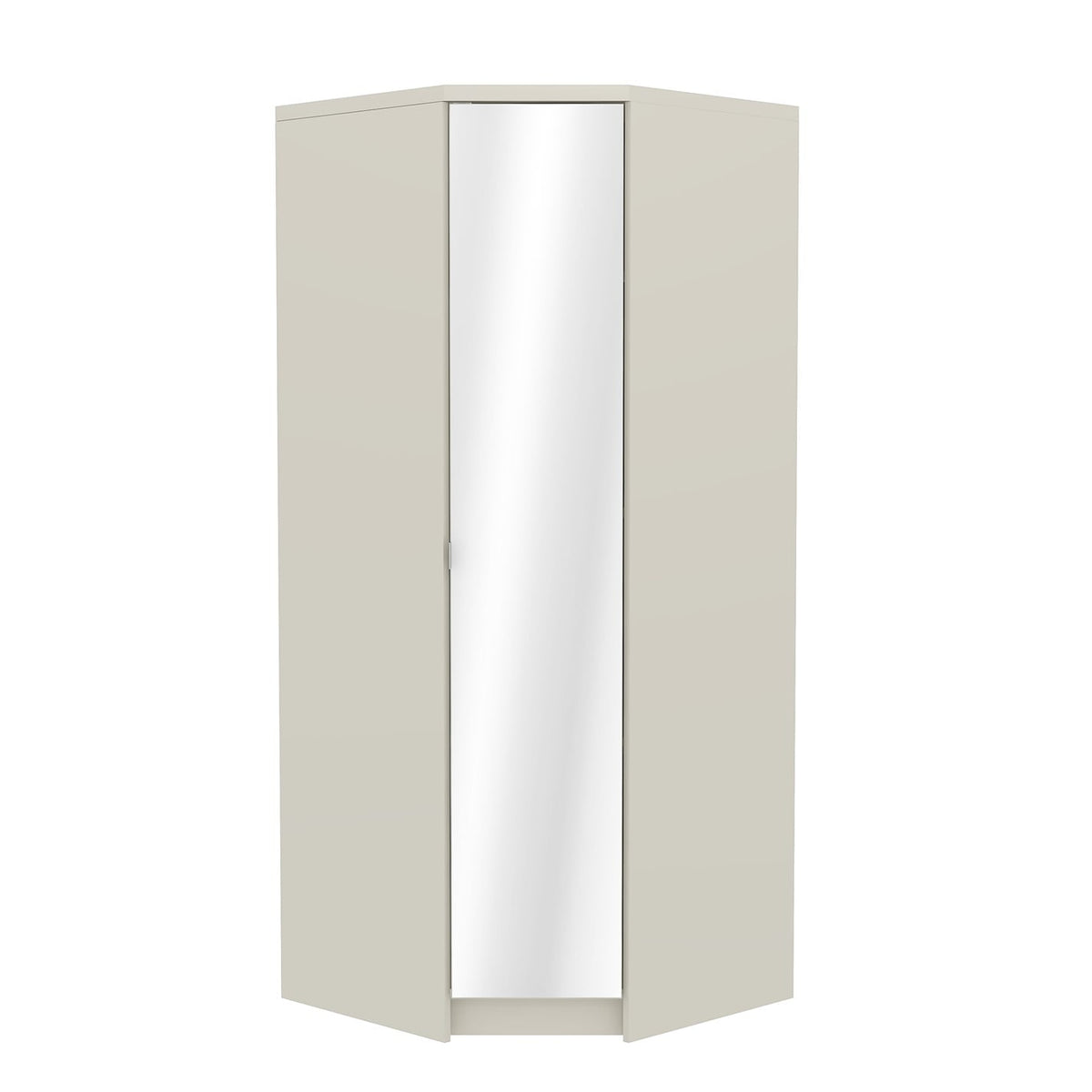 Modern Beige Corner Storage, Particleboard & MDF - Corner Wardrobe with Mirror