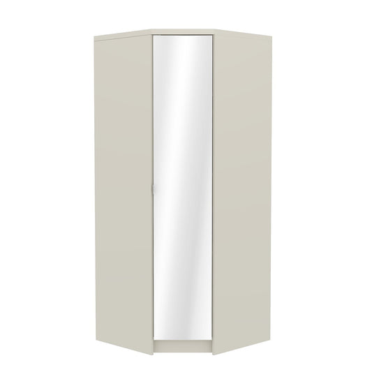Modern Beige Corner Storage, Particleboard & MDF - Corner Wardrobe with Mirror
