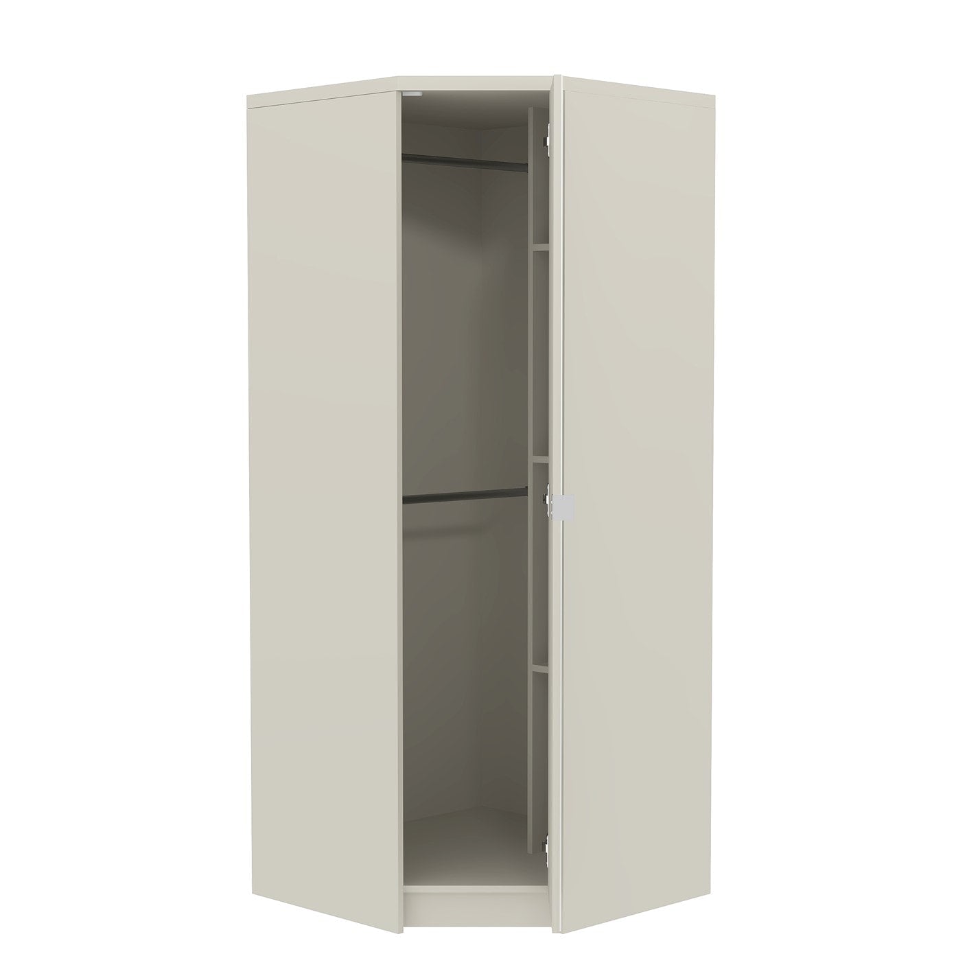 Modern Beige Corner Storage, Particleboard & MDF - Corner Wardrobe with Mirror