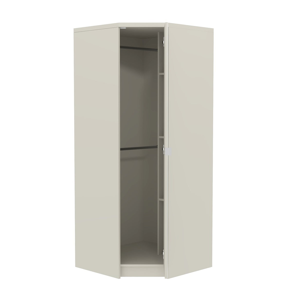 Modern Beige Corner Storage, Particleboard & MDF - Corner Wardrobe with Mirror