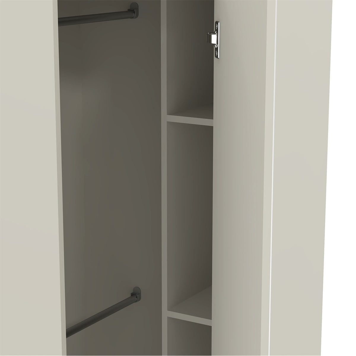 Modern Beige Corner Storage, Particleboard & MDF - Corner Wardrobe with Mirror