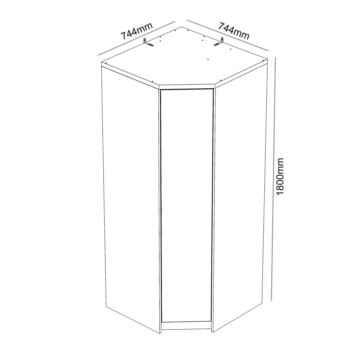 Modern Beige Corner Storage, Particleboard & MDF - Corner Wardrobe with Mirror