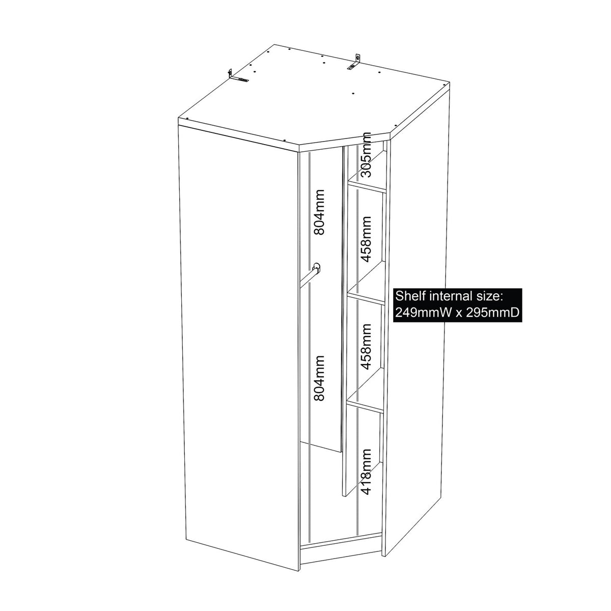 Modern Beige Corner Storage, Particleboard & MDF - Corner Wardrobe with Mirror