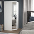 Modern White Corner Wardrobe, Particleboard Mirror - Space-Saving Storage