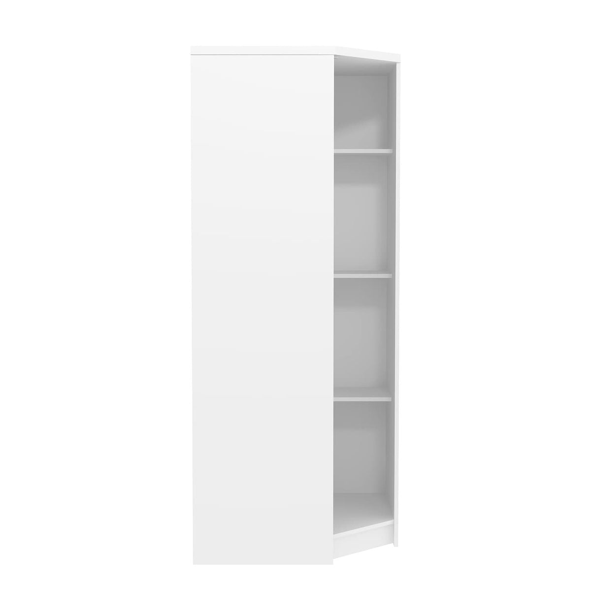 Modern White Corner, Particleboard Mirror - Corner Wardrobe