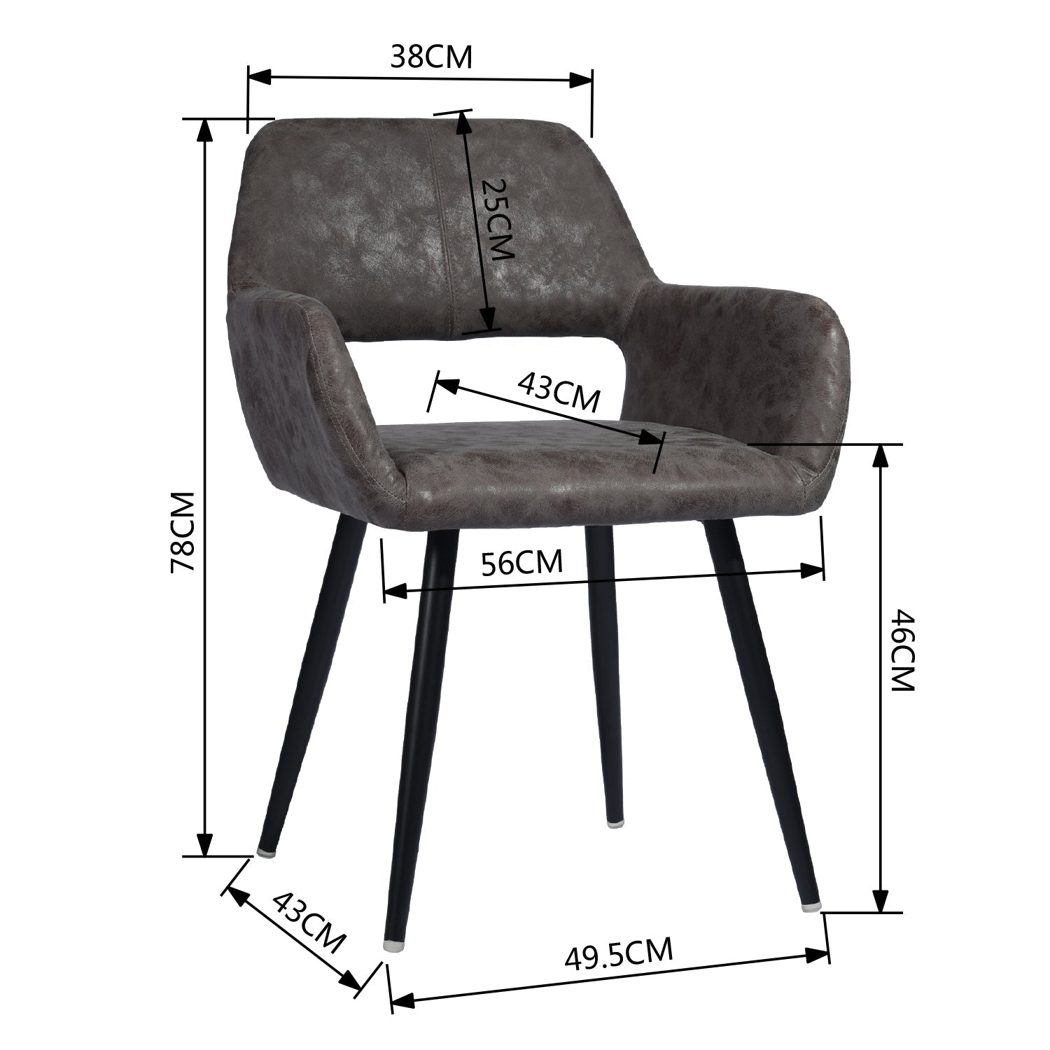 Cromwell Vintage Black Leg Dining Chair