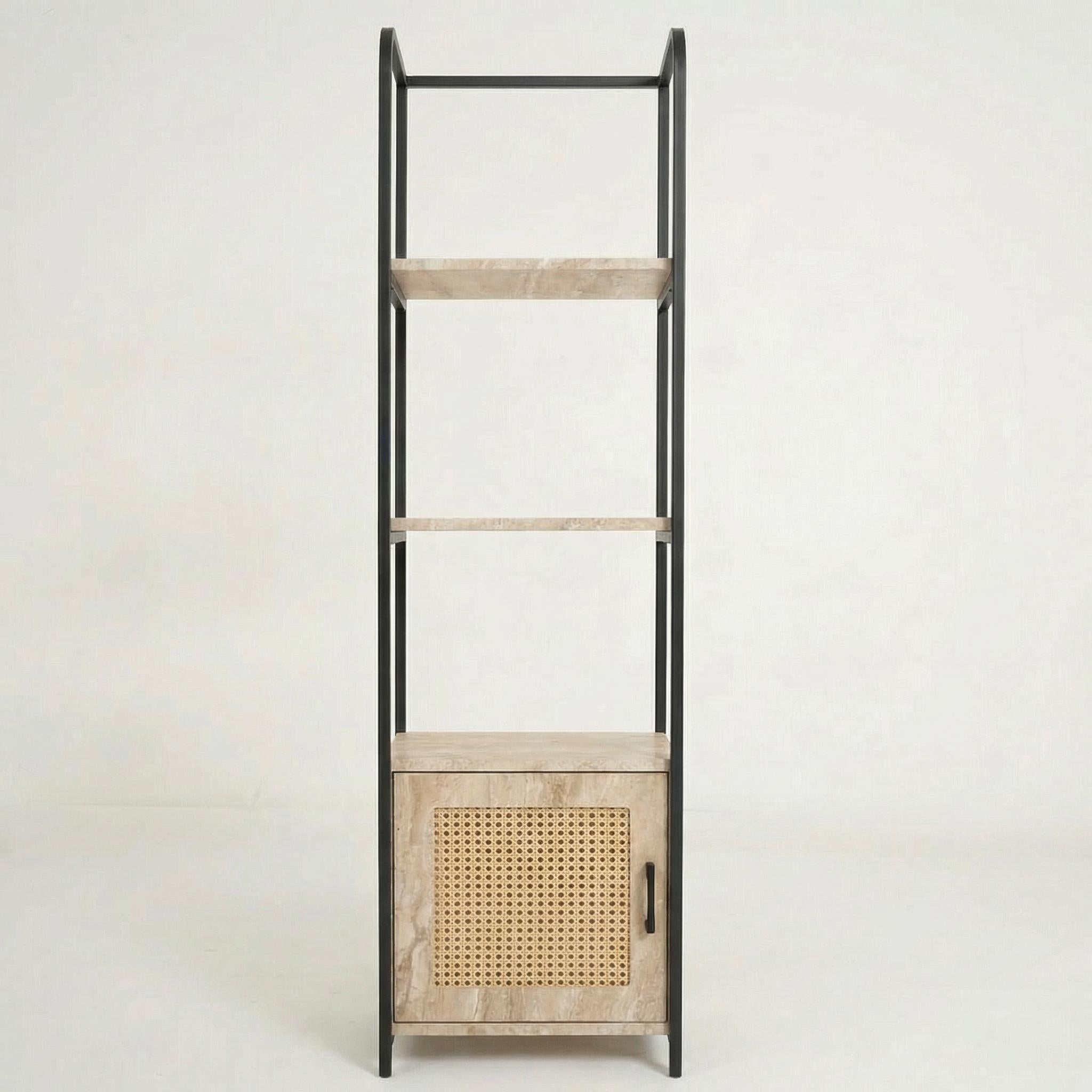 Unfavorable Modern Grooved Shelf, MDF & Metal - CRUNDRAEN