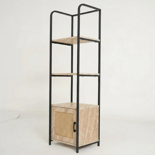 Unfavorable Modern Grooved Shelf, MDF & Metal - CRUNDRAEN