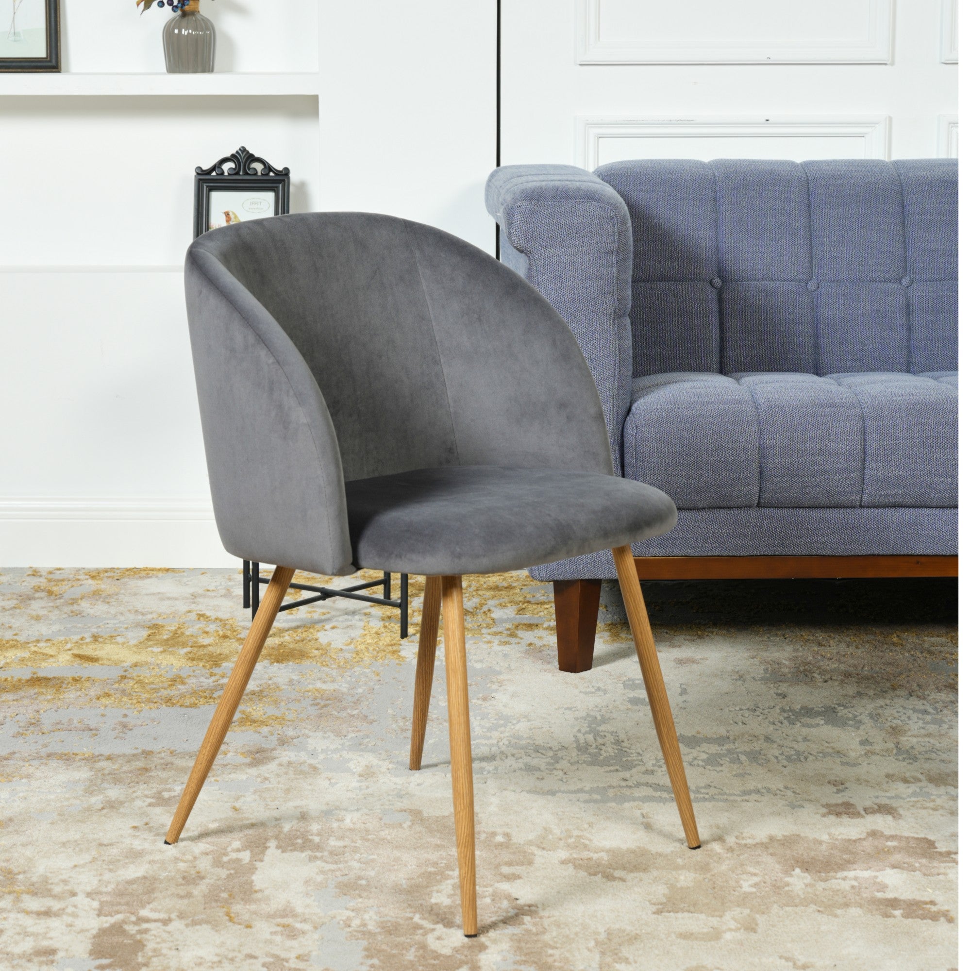 Modern Velvet Dining Chair – YNEZ DARK GREY