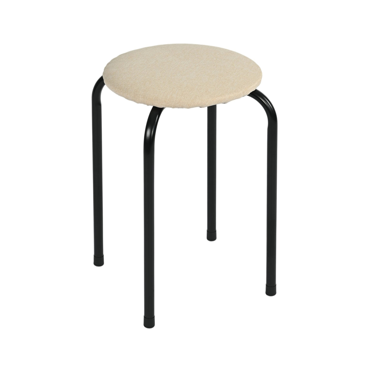 Modern Minimalist Fabric Stool, Metal Legs - DANNY BK BEIGE