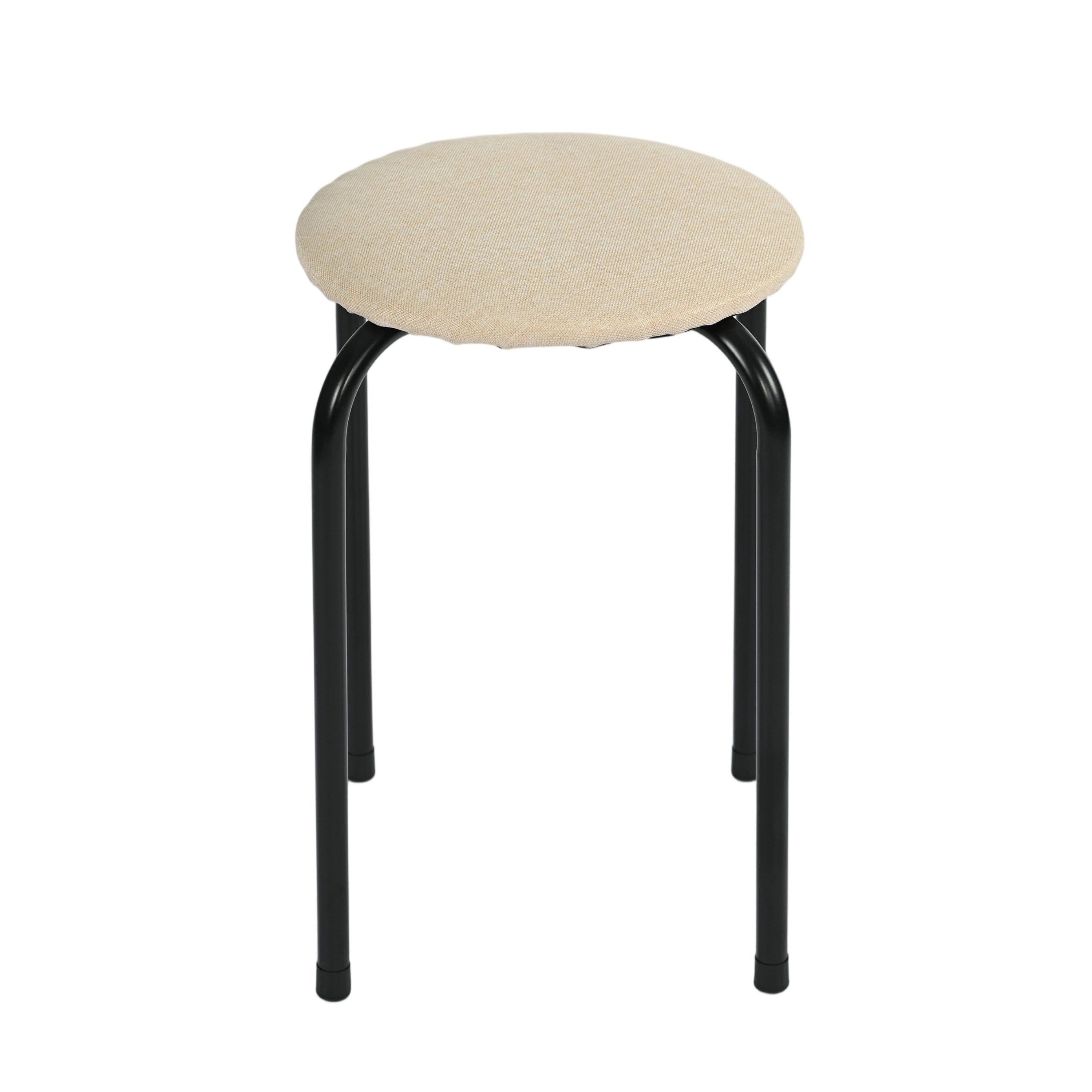 Modern Minimalist Fabric Stool, Metal Legs - DANNY BK BEIGE