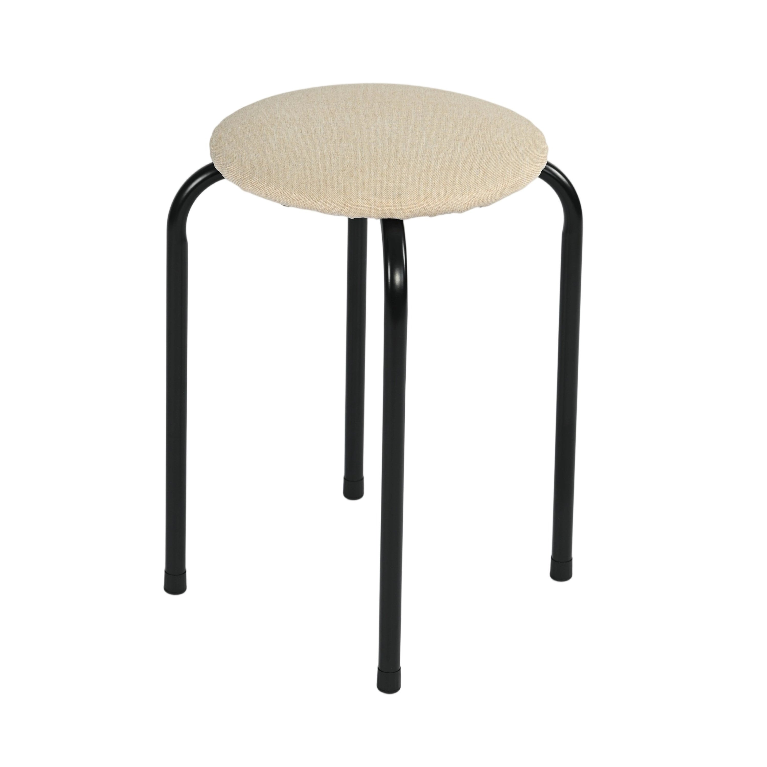 Modern Minimalist Fabric Stool, Metal Legs - DANNY BK BEIGE