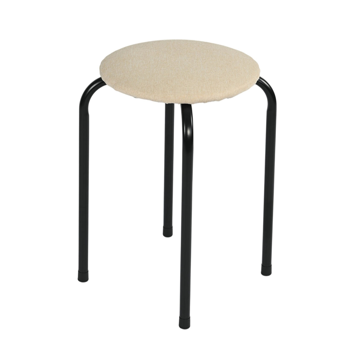 Modern Minimalist Fabric Stool, Metal Legs - DANNY BK BEIGE